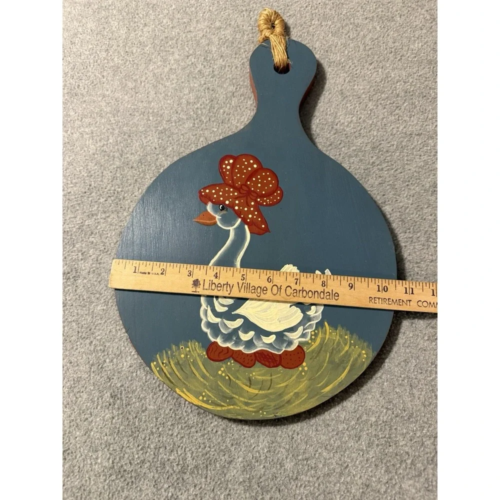 Vintage Hand Painted Ducks Wooden Cutting Board Kitchen Decor Grannycore Goose